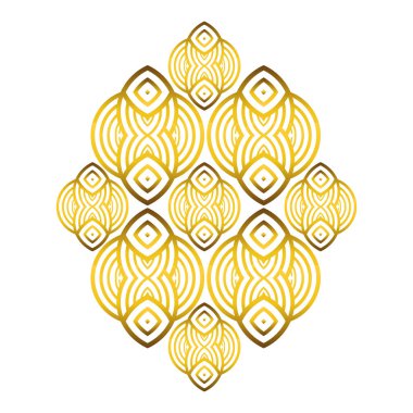 Beyaz arkaplanda izole edilmiş altın çiçek süsü