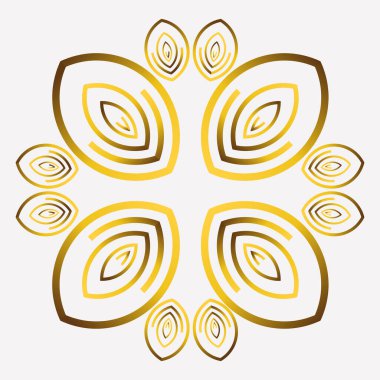 Beyaz arkaplanda izole edilmiş altın çiçek süsü