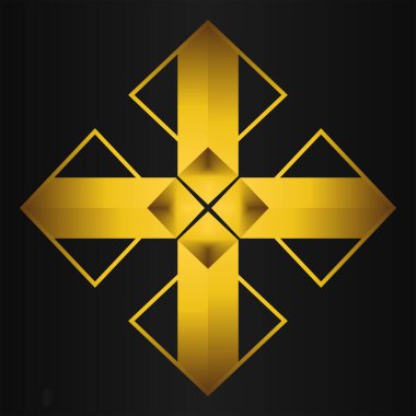 Siyah arkaplanda altın geometrik süs