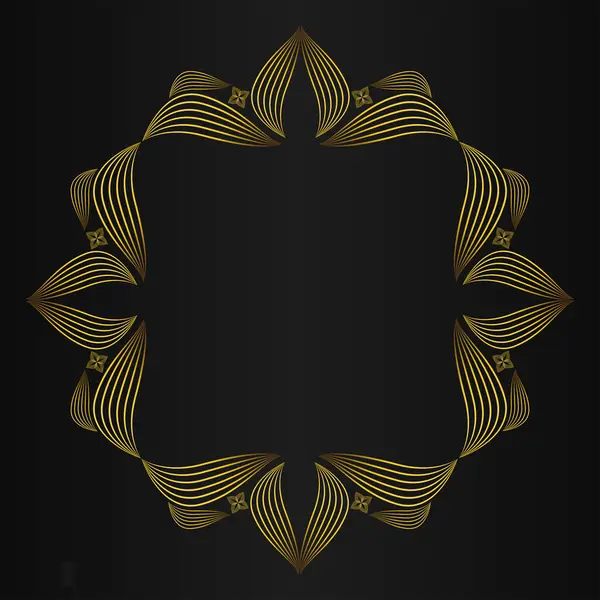 Золотий Квітковий Орнамент Чорному Тлі — стоковий вектор