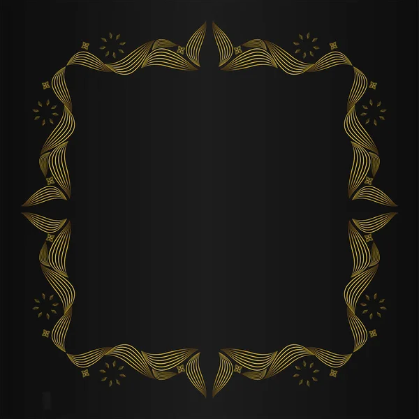 Zlatá Květinový Ornament Černém Pozadí — Stockový vektor