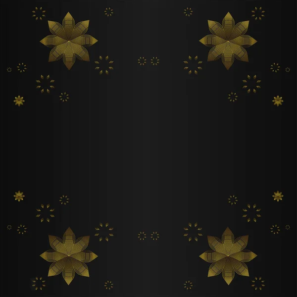 Ornamento Floreale Oro Sfondo Nero — Vettoriale Stock