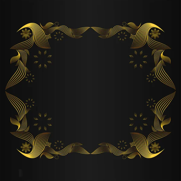 Золотой Орнамент Черном Фоне — стоковый вектор