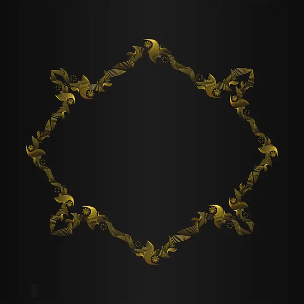 Zlatá Květinový Ornament Černém Pozadí — Stockový vektor