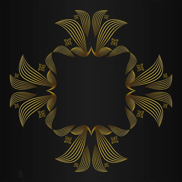 Luxury Gold Floral Ornament Black Background — Stock Vector