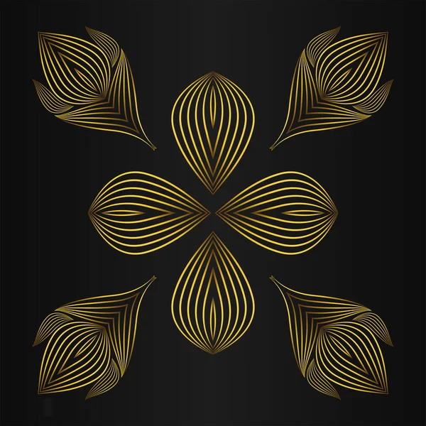 stock vector Luxury gold floral ornament on black background