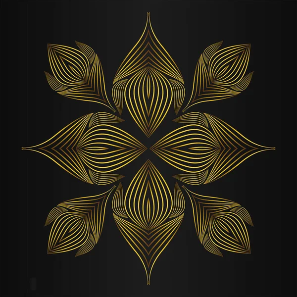 Stock vector Luxury gold floral ornament on black background