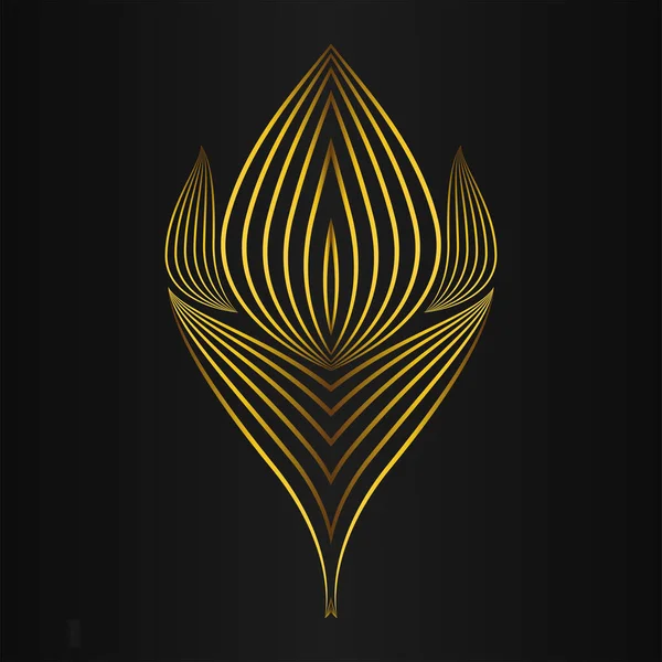 黒の背景に豪華な金の花の装飾 — ストックベクタ