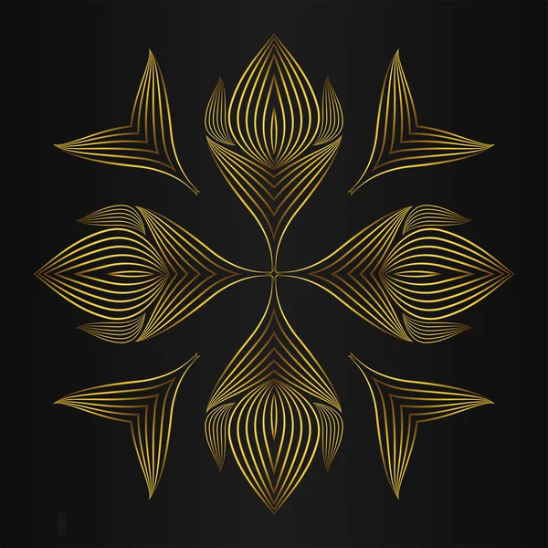 stock vector Luxury gold floral ornament on black background