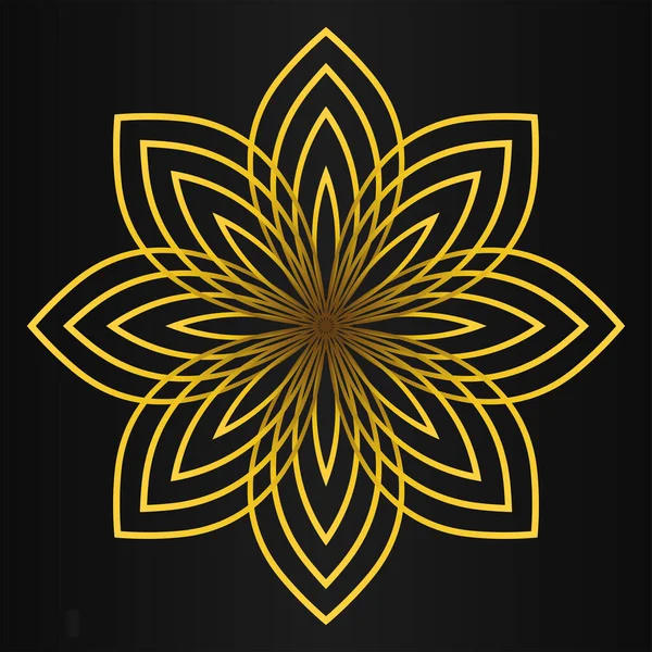 Luxus Gold Blumenschmuck Auf Schwarzem Hintergrund — Stockvektor