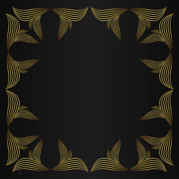 Розкішний Золотий Квітковий Орнамент Чорному Тлі — стоковий вектор