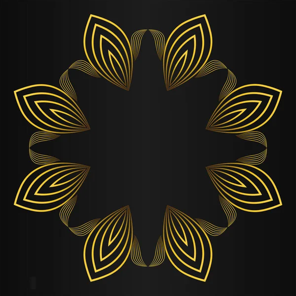 Luxusní Zlaté Květinové Ornament Černém Pozadí — Stockový vektor