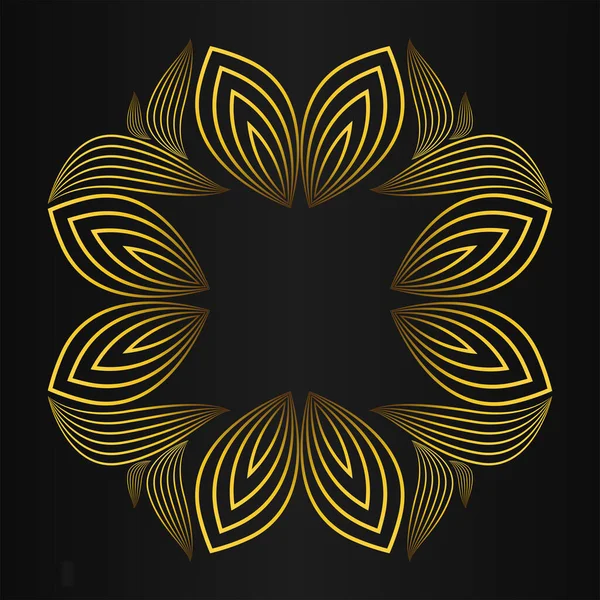 黒の背景に豪華な金の花の装飾 — ストックベクタ