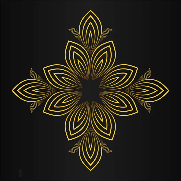Πολυτελές Χρυσό Floral Στολίδι Μαύρο Φόντο — Διανυσματικό Αρχείο