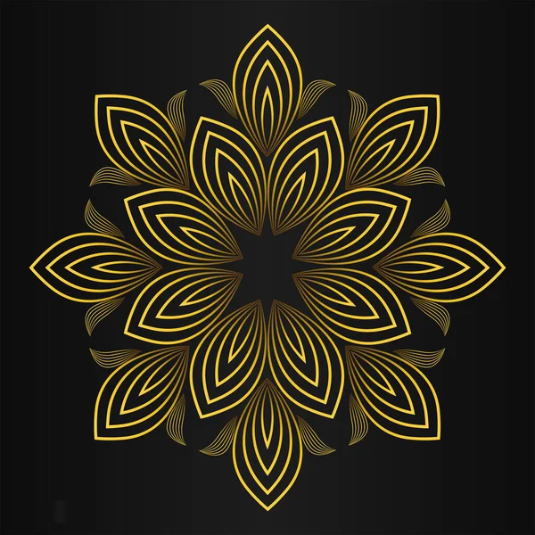 Ornamento Floreale Oro Lusso Sfondo Nero — Vettoriale Stock