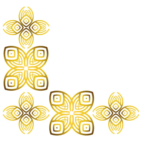 Gold Florales Ornament Isoliert Auf Weißem Hintergrund — Stockvektor