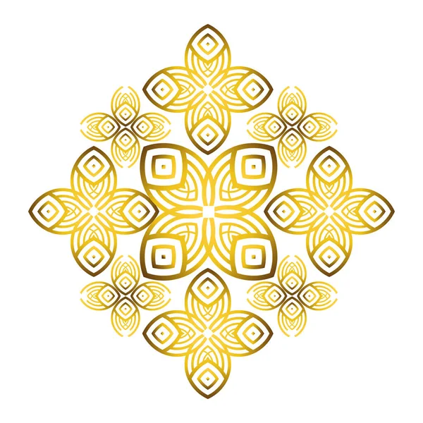 Oro Ornamento Floreale Isolato Sfondo Bianco — Vettoriale Stock