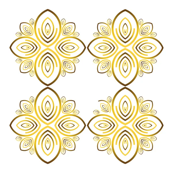 Gold Florales Ornament Isoliert Auf Weißem Hintergrund — Stockvektor
