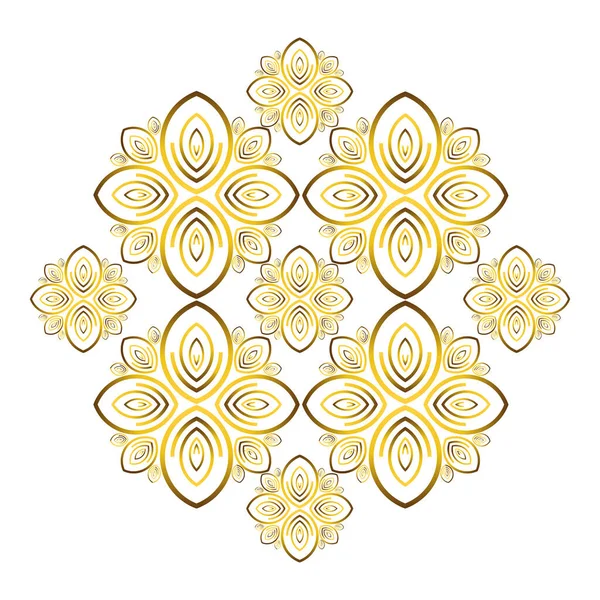 Золотой Цветочный Орнамент Белом Фоне — стоковый вектор