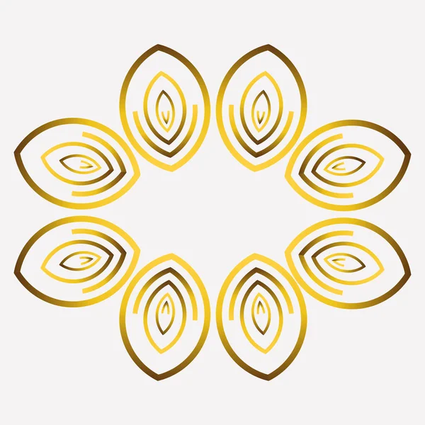 白い背景に隔離された金の花の装飾 — ストックベクタ