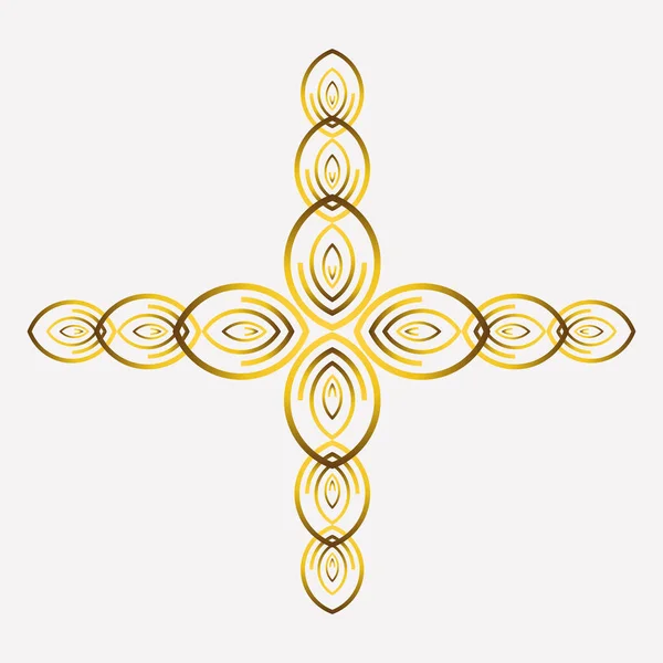 Золотий Квітковий Орнамент Ізольований Білому Тлі — стоковий вектор