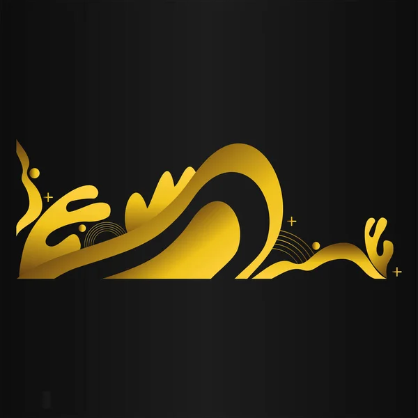 Luxus Fekete Háttér Arany Virágdísz — Stock Vector