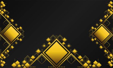 Siyah arkaplanda soyut altın geometrik