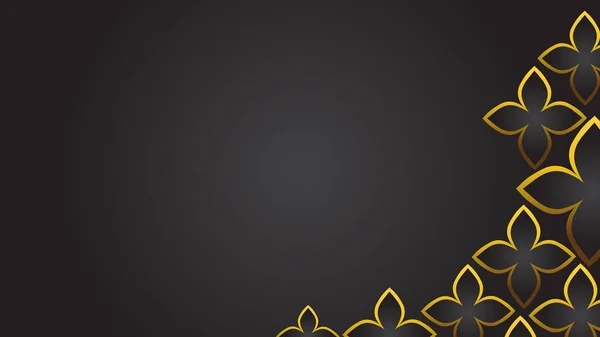 Oro Lusso Floreale Sfondo Nero — Vettoriale Stock