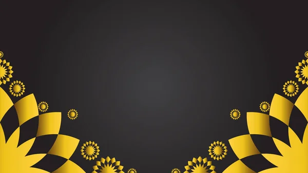 Luxus Arany Virág Fekete Háttér — Stock Vector