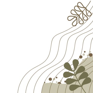 Çiçek ve çizgi dekorasyonu beyaz arkaplanda izole edildi