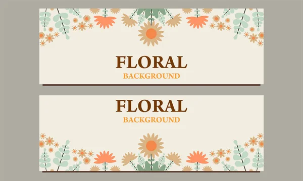 Natürliche Horizontale Banner Vorlage Mit Floralem Und Blumenfarbenem Ornament — Stockvektor
