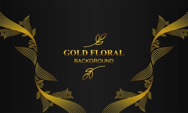 Çiçek ve yaprak süslemeli zarif altın bir arka plan.