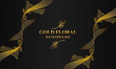 Çiçek ve yaprak süslemeli zarif altın bir arka plan.