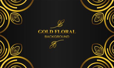 Çiçek ve yaprak süslemeli zarif altın bir arka plan.