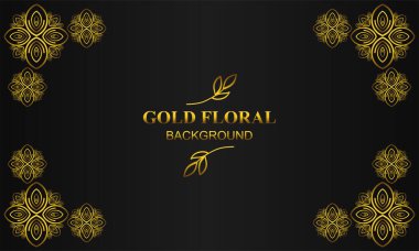Çiçek ve yaprak süslemeli zarif altın bir arka plan.
