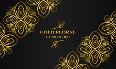 Çiçek ve yaprak süslemeli zarif altın bir arka plan.