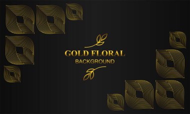 Çiçek ve yaprak süslemeli zarif altın bir arka plan.