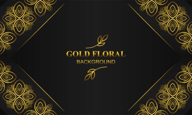 Çiçek ve yaprak süslemeli zarif altın bir arka plan.