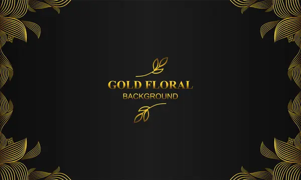 Elegant Guld Blommig Bakgrund Med Blommor Och Blad Prydnad — Stock vektor