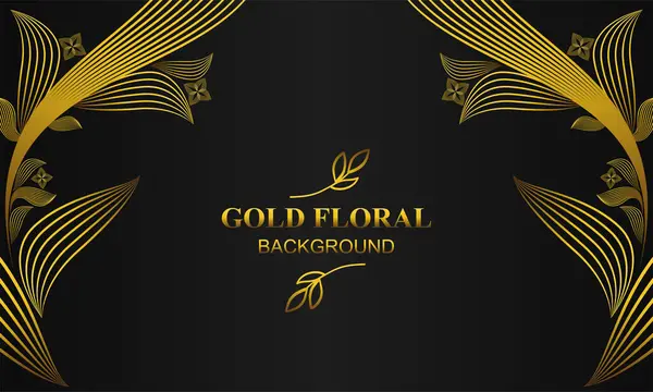 Elegante Gold Floralen Hintergrund Mit Floralen Und Blatt Ornament — Stockvektor