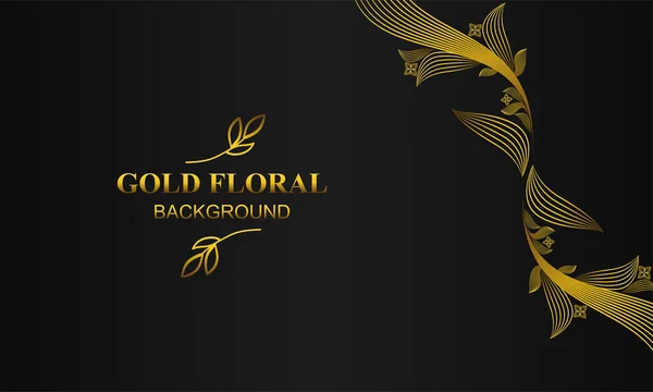 Elegant Guld Blommig Bakgrund Med Blommor Och Blad Prydnad — Stock vektor