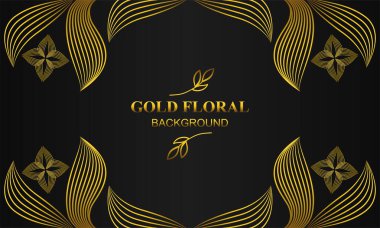 Çiçek ve yaprak süslemeli kaliteli altın çiçekli arkaplan.
