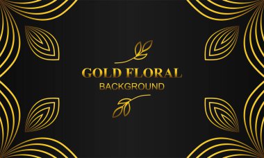 Çiçek ve yaprak süslemeli kaliteli altın çiçekli arkaplan.