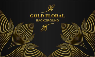 Çiçek ve yaprak süsü olan zarif altın bir arkaplan.