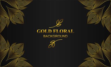 Çiçek ve yaprak süsü olan zarif altın bir arkaplan.