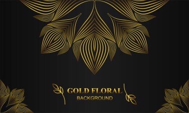 Çiçek ve yaprak süsü olan zarif altın bir arkaplan.