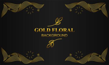 Çiçek ve yaprak süsü olan zarif altın bir arkaplan.