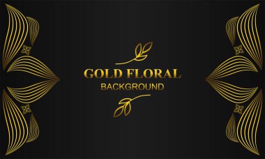 Çiçek ve yaprak süsü olan zarif altın bir arkaplan.