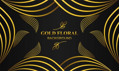 Çiçek ve yaprak süsü olan zarif altın bir arkaplan.