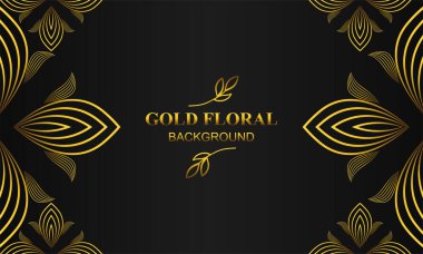 Çiçek ve yaprak süsü olan zarif altın bir arkaplan.
